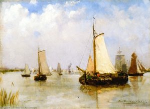 Sailing Boats On A River — Theo Van Rysselberghe