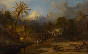 Landscape With Palm Trees And Mountainous Vista — Prosper Georges Antoine Marilhat
