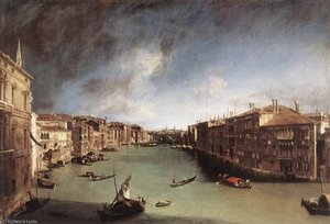Grand Canal Looking Northeast From Palazo Balbi Toward The Rialto Bridge — Canaletto