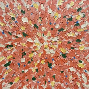 Radiant Emergence In Coral And Cerulean: A Singular Gestural Study — Marc Duvallier, Abstract Expressionism