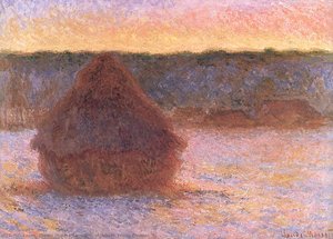 Haystacks At Sunset, Frosty Weather — Claude Monet, Impressionism