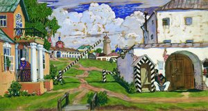 Square At The Exit Of The City — Boris Mikhailovich Kustodiev