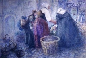 (peasant Women Buying Vegetables), (painting) — Katherine Beatrice Mcnaughton Mowry
