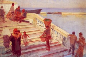 Figures On Venetian Steps — Frank Duveneck