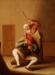 A Wife Beating Her Husband — Bartholomeus Molenaer