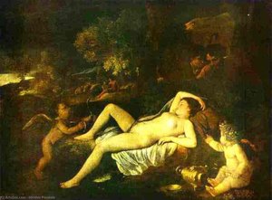 The Sleeping Venus And Cupid — Nicolas Poussin