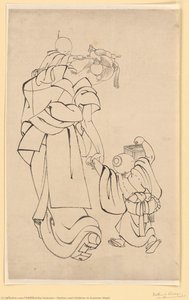 Mother And Children In Summer Night — Katsushika Hokusai, Japanese Edo Period