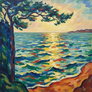 Luminous Fragment: Coastal Rhythms In Ochre And Azure — Marc Duvallier, Fauvism