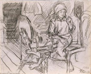 Spinner. Drawing For The Painting 'spinner'. — Pyotr Konchalovsky