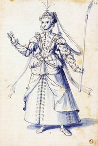Costume Drawing Of A Woman With Torch — Giuseppe Arcimboldo, Renaissance Mannerism