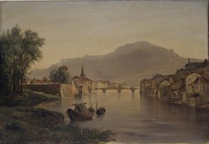 Vue de Grenoble, prise de l'Ile verte, effet du soir