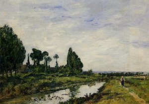 Small Canal At Quilleboeuf — Eugène Louis Boudin
