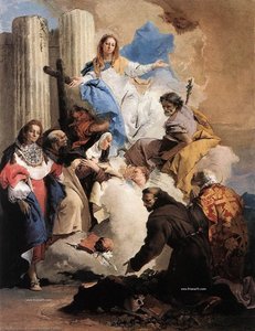 The Virgin With Six Saints — Giambattista Tiepolo, Baroque Religious Painting