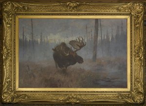 (Charging Moose Painting)