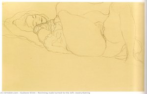 Reclining Nude Turned To The Left, Masturbating — Gustav Klimt, Art Nouveau