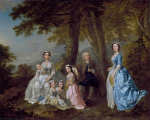 Samuel Richardson, The Novelist (1684-1761), Seated, Surrounded By His Second Family — Francis Hayman, Rococo Portraiture