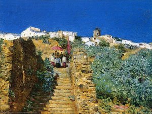 Church Procession, Spanish Steps — Frederick Childe Hassam, Impressionism