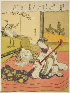 Fukurokuju With Geisha — Suzuki Harunobu