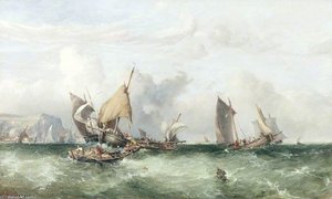 Fishing Boats Off Scarborough — John Wilson Carmichael