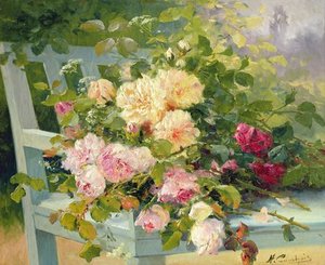 Roses On The Bench — Eugene Henri Cauchois