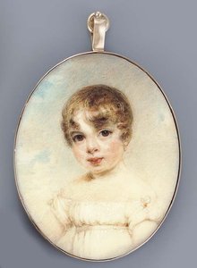 A Young Girl, Facing Right In White Dress, Brown Curling Hair; Sky And Cloud Background — George Chinnery