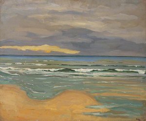 Coast Scene With Surf Advancing Onto A Sandy Shore — Winston Spencer Churchill