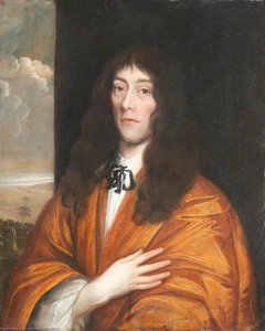 Portrait Of An Unknown Poet In An Orange Cloak With Hand On Heart