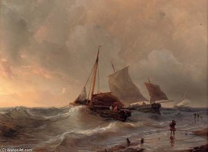 A Choppy Surf At Sunset — Louis Meijer