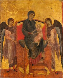 The Virgin And Child Enthroned With Two Angels — Cimabue, Byzantine Renaissance Transition