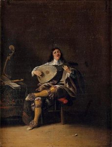 Les Cinq Sens, L'ouïe Homme Jouant Du Luth — Palamedesz Anthonie (stevaerts)