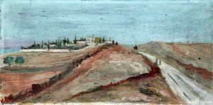 Landscape With A Hilltop Road Leading To A Walled Estate — Caroline Emily Gray Hill