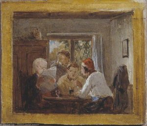 Study For 'a Letter From The Colonies' — Thomas George Webster