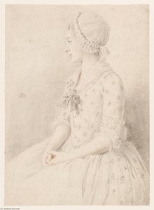 A Girl Seated, In A Flowered Dress — Sir Nathaniel Dance Holland