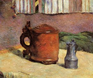 Still, Clay Jug And Iron Mug — Eugène Henri Paul Gauguin, Post-impressionist