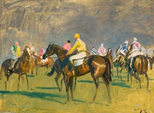 Before The Start, Newmarket — Sir Alfred James Munnings, Impressionism