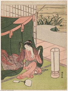 Young Woman Emerging From Mosquito Net — Suzuki Harunobu