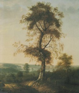 Bjerk I Høstlandskap — Johan Christian Claussen Dahl