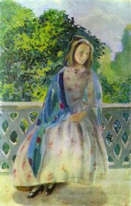 Young Girl On The Balcony — Viktor Elpidiforovich Borisov Musatov