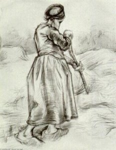 Mujer Tirando Paja Desde Atrás — Vincent Willem Van Gogh, Postimpresionismo