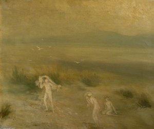 Three Figures In A Landscape With Birds — George William Russell