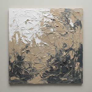 Fractured Earth: A Monumental Study Of Sculptural White And Charcoal Tension — David Moreau, Plaster & Texture Art