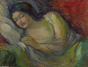 Young Brunette Woman Sleeping