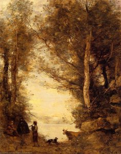 Flute Player At Lake Albano — Jean-baptiste-camille Corot, Impressionism