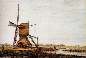Landscape With Watermill Sun — Abraham Van Strij