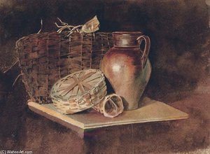 Still-life With A Jug And Wicker Baskets — Peter De Wint