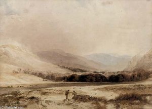 Figures Conversing In A Highland Landscape — Anthony Vandyke Copley Fielding