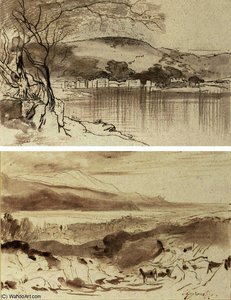 View Of The Town And Harbour, Gaois, Paxos — Edward Lear