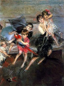 La Signora Edwards Con I Quattro Figli E La Bambinaia — Giovanni Boldini