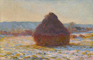 Grainstack In The Sunlight, Snow Effect — Claude Monet, Impressionism