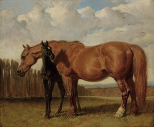 A Chestnut Mare With Her Foal In A Paddock — John Frederick Herring Senior, Academic Classicism